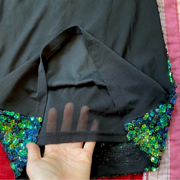 Anna Kaci Sparkle & Shine Green Beetle Toned Sequined Tank Top Goth Mermaid - Picture 10 of 11